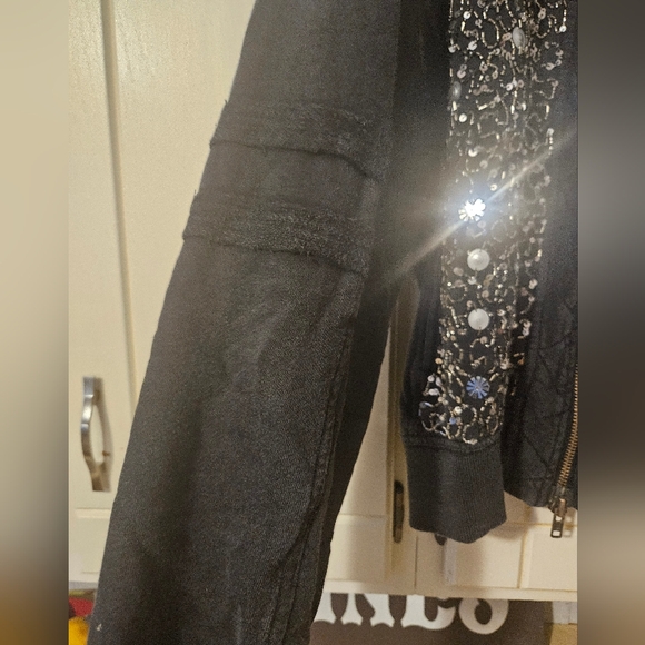 Free People Black Sparkle Sweatshirt Sz XL NWT - Picture 6 of 8